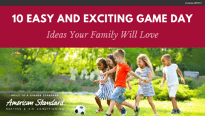 Children playing soccer on a sunny day with blog title